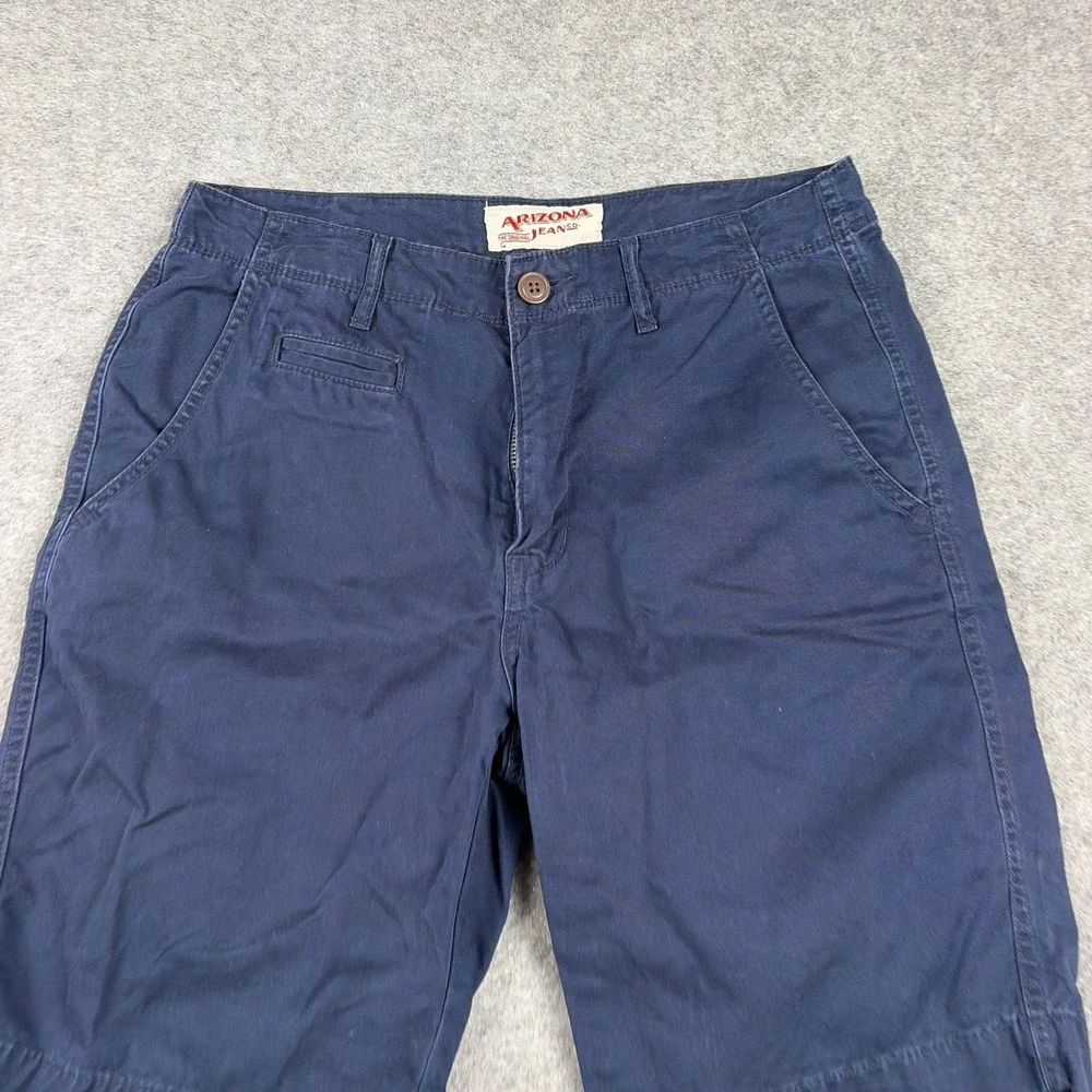 Y2K Arizona Jean Co Shorts Mens 31 Navy Blue Chino Flat Front Surf Casual Cotton